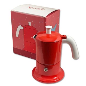 Cafetière italienne rouge / blanc 3 tasses TOUS FEUX ANG3INDXMASRED - ANGELINA MADE IN ITALY