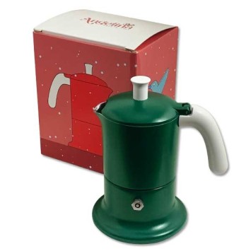 Cafetière italienne vert / blanc 3 tasses TOUS FEUX ANG3INDXMASGREEN - ANGELINA MADE IN ITALY