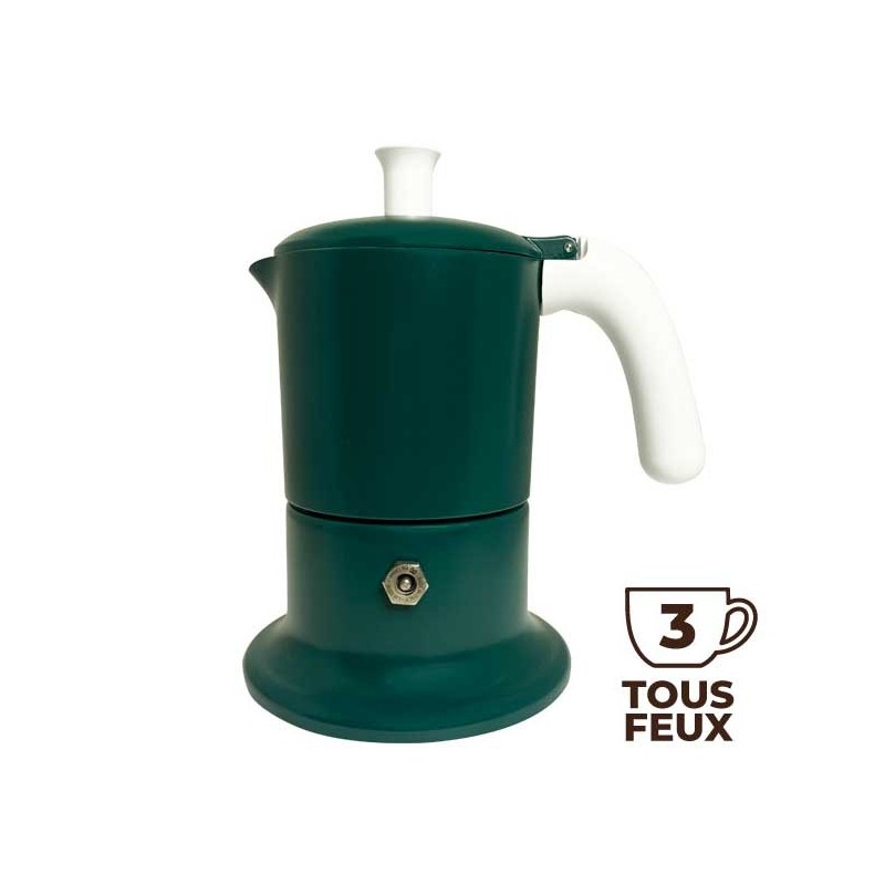 Cafetière italienne vert / blanc 3 tasses TOUS FEUX ANG3INDXMASGREEN - ANGELINA MADE IN ITALY