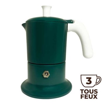 Cafetière italienne vert / blanc 3 tasses TOUS FEUX ANG3INDXMASGREEN - ANGELINA MADE IN ITALY