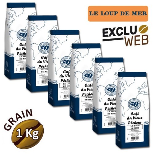 Café grain LE LOUP DE MER 6 X 1 kg - CAFÉ DU VIEUX PÊCHEUR