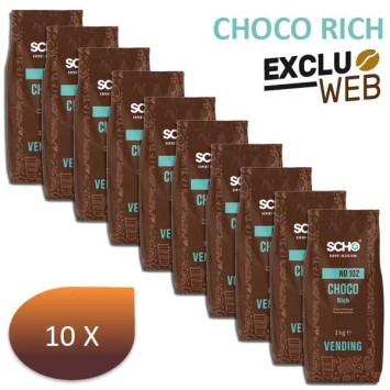 Pack x 10 Chocolat chaud CHOCO RICH N°102 14% cacao 1 kg - SCHO