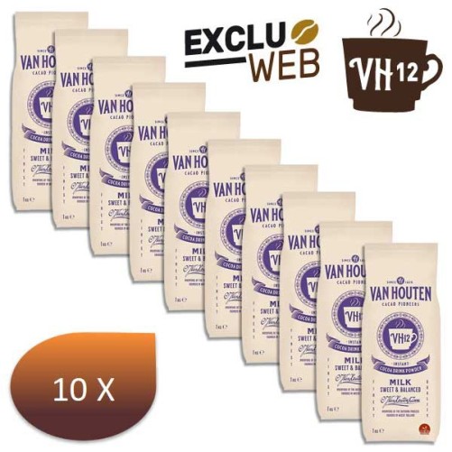 Pack x 10 Boisson au chocolat en poudre VH12  1 kg - VAN HOUTEN