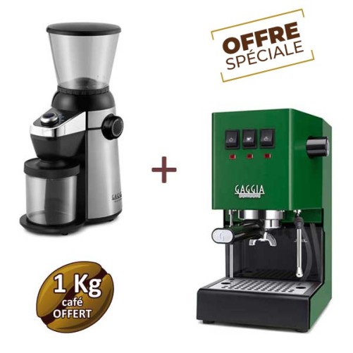 CLASSIC E24 JUNGLE GREEN RI9481/17 et MD15 RI8123/01 - GAGGIA + 1 Kg café OFFERT