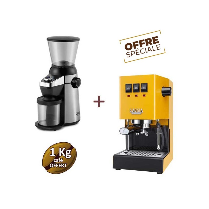 Offre spéciale CLASSIC E24 SUNSHINE YELLOW RI9481/18 et MD15 RI8123/01 - GAGGIA + 1 Kg de café grain OFFERT