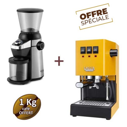 Offre spéciale CLASSIC E24 SUNSHINE YELLOW RI9481/18 et MD15 RI8123/01 - GAGGIA + 1 Kg de café moulu OFFERT