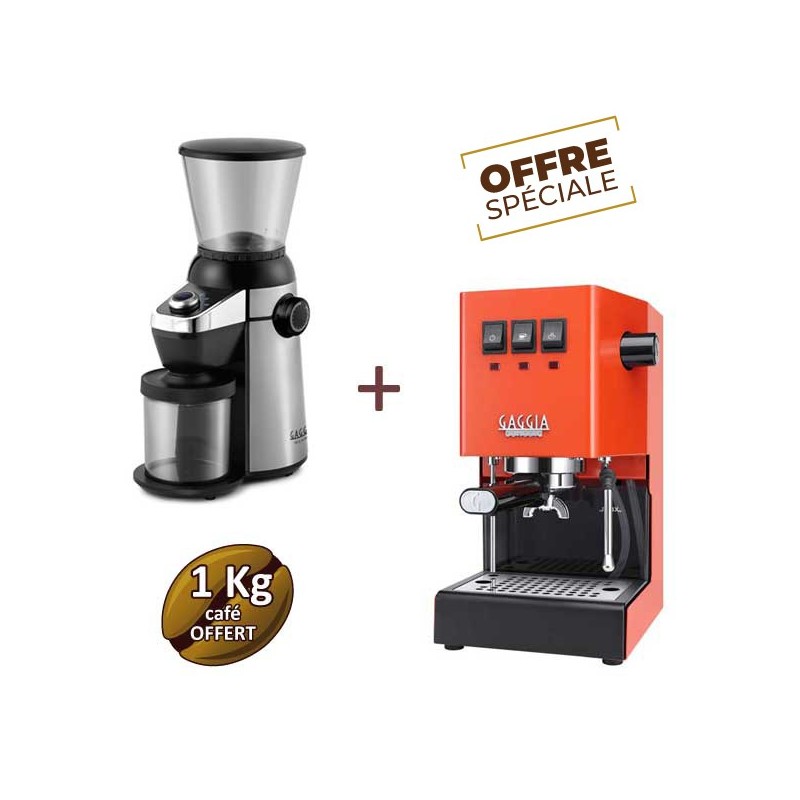 Offre spéciale CLASSIC E24 LOBSTER RED RI9481/19 et MD15 RI8123/01 - GAGGIA + 1 Kg de café grain OFFERT