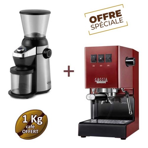 Offre spéciale CLASSIC E24 CHERRY RED RI9481/12 et MD15 RI8123/01 - GAGGIA + 1 Kg de café grain OFFERT
