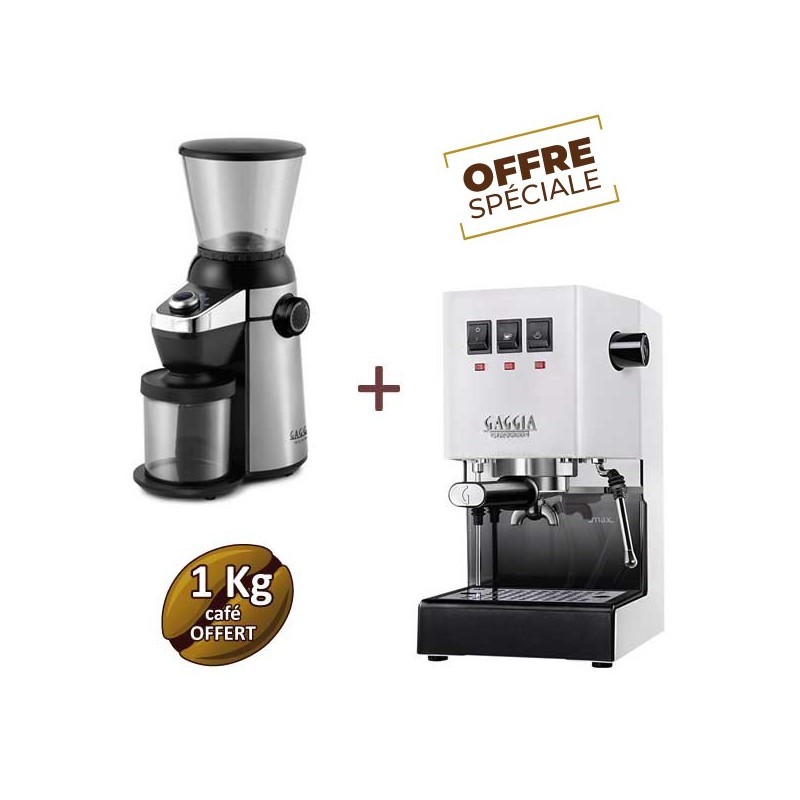 CLASSIC E24 POLAR WHITE RI9481/13 et MD15 RI8123/01 - GAGGIA + 1 Kg café OFFERT