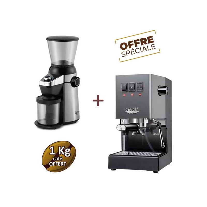 Offre spéciale CLASSIC E24 INDUSTRIAL GREY RI9481/16 et MD15 RI8123/01 - GAGGIA + 1 Kg de café grain OFFERT Offre spéciale CLASSIC E24 INDUSTRIAL GREY RI9481/16 et MD15 RI8123/01 - GAGGIA + 1 Kg de café grain OFFERT