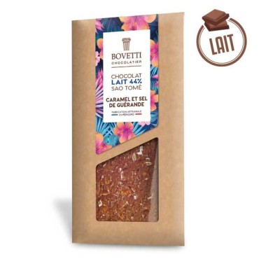 Tablette Chocolat LAIT CARAMEL ET SEL DE GUÉRANDE 100g - BOVETTI
