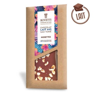 Tablette Chocolat Lait Sao Tomé NOISETTES 100g - BOVETTI