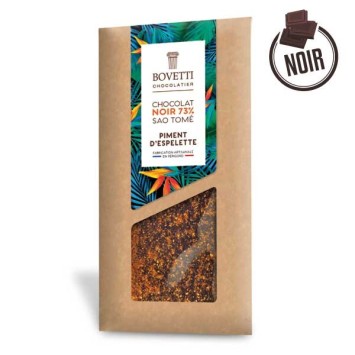 Tablette Chocolat Noir Sao Tomé PIMENT D'ESPELETTE 100g - BOVETTI