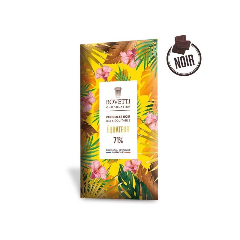 Tablette Chocolat noir BIO ÉQUATEUR 71% 80g - BOVETTI