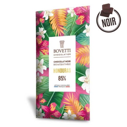 Tablette Chocolat Noir BIO HONDURAS 85% 80g - BOVETTI