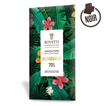 Tablette Chocolat Noir BIO MADAGASCAR 70% 80g - BOVETTI