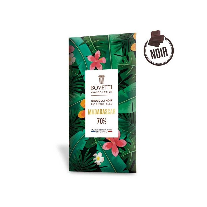 ORGANIC Dark Chocolate Bar MADAGASCAR 70% 80g - BOVETTI