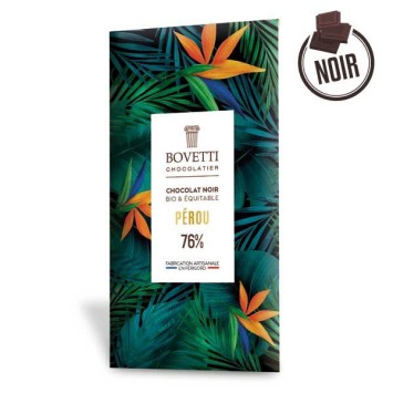 Tablette Chocolat Noir BIO PÉROU 76% 80g - BOVETTI