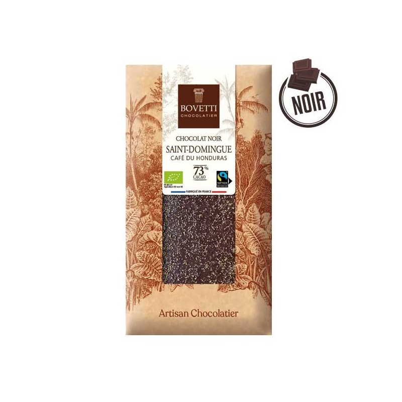 Tablette Chocolat Noir BIO SAINT-DOMINGUE Café du Honduras 100g - BOVETTI