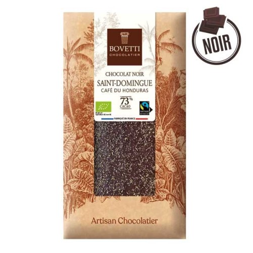 Tablette Chocolat Noir BIO SAINT-DOMINGUE Café du Honduras 100g - BOVETTI