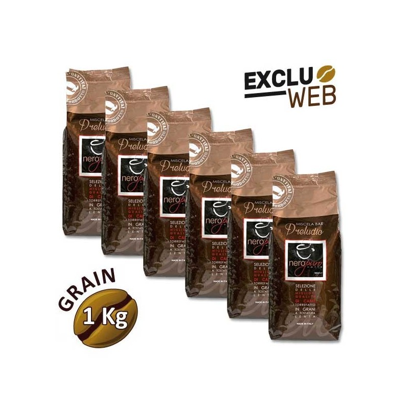 Confezione x 6 Caffè in Grani Miscela Bar PRELUDIO - 1 Kg - NERO PURO Confezione x 6 Caffè in Grani Miscela Bar PRELUDIO - 1 Kg - NERO PURO