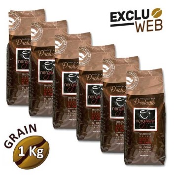 Pack x 6 Café en Grains Miscela Bar PRELUDIO - 1 Kg - NERO PURO