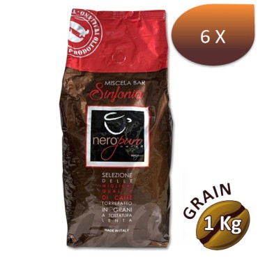 Pack x 6 Café en Grains Miscela Bar SINFONIA - 1 Kg - NERO PURO