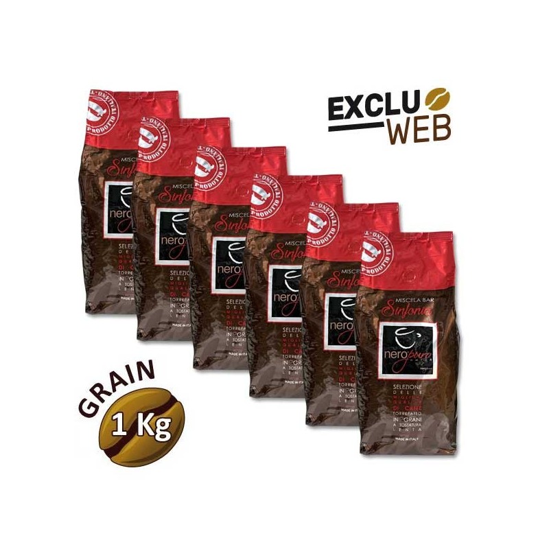 Pack x 6 Café en Grains Miscela Bar SINFONIA - 1 Kg - NERO PURO Pack x 6 Café en Grains Miscela Bar SINFONIA - 1 Kg - NERO PURO