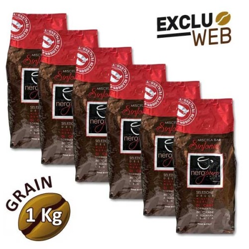 Pack x 6 Café en Grains Miscela Bar SINFONIA - 1 Kg - NERO PURO