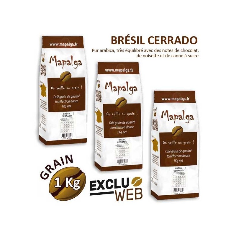 Pack x 3 Café grain BRÉSIL CERRADO - 1Kg - MAPALGA